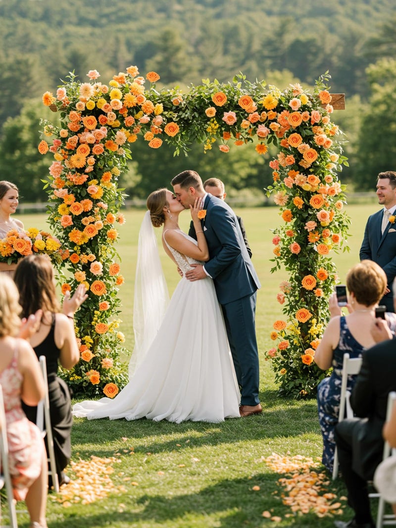 MACTING Artificial Rose Flowers 30PCS Real Touch Fake Flowers with Stem Faux Foam Roses for DIY Wedding Bouquet Table Centerpieces Party Bridal Shower Home Spring Valentines Day Decorations,Orange - Image 3